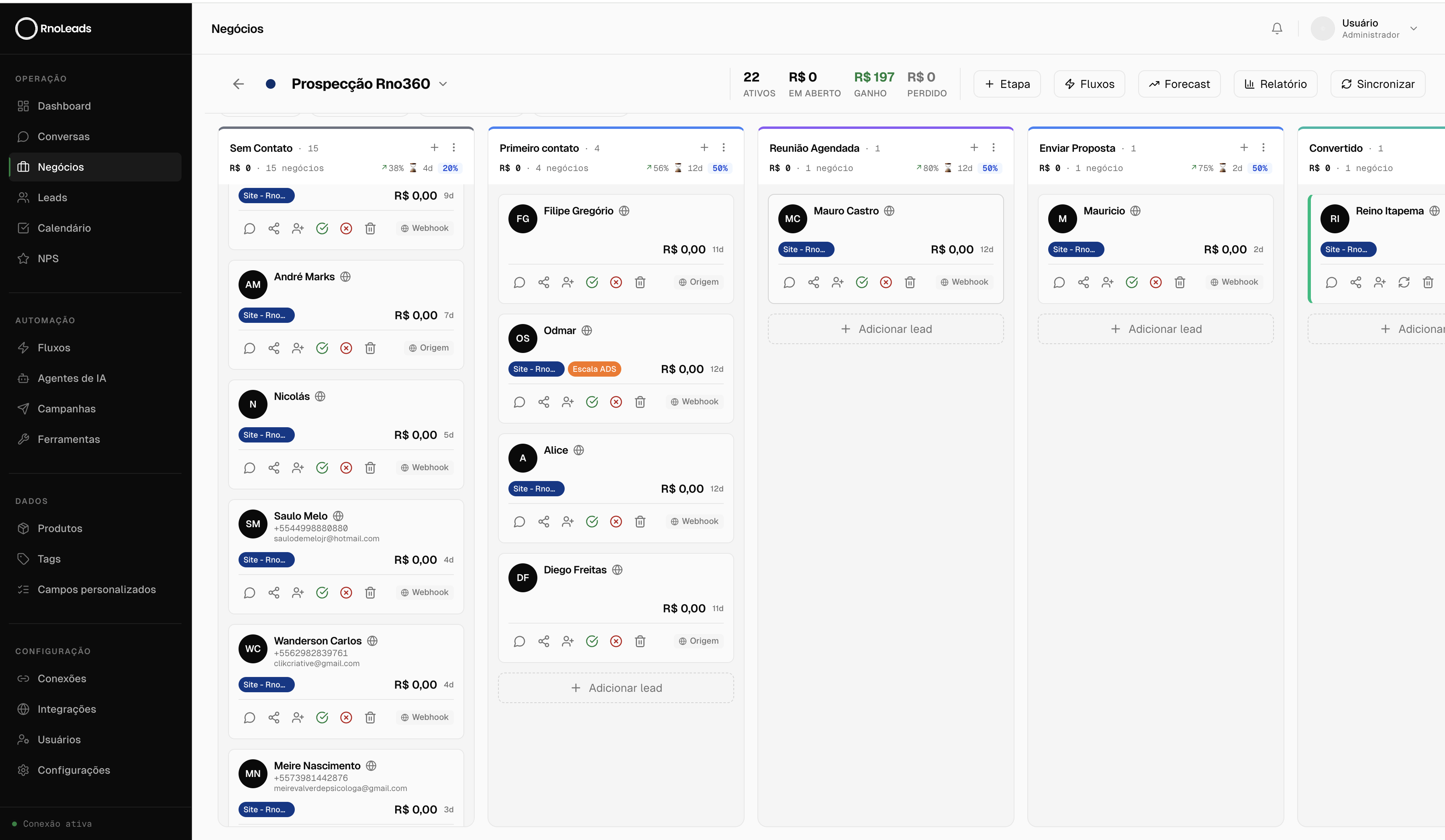 Pipeline kanban RnoLeads